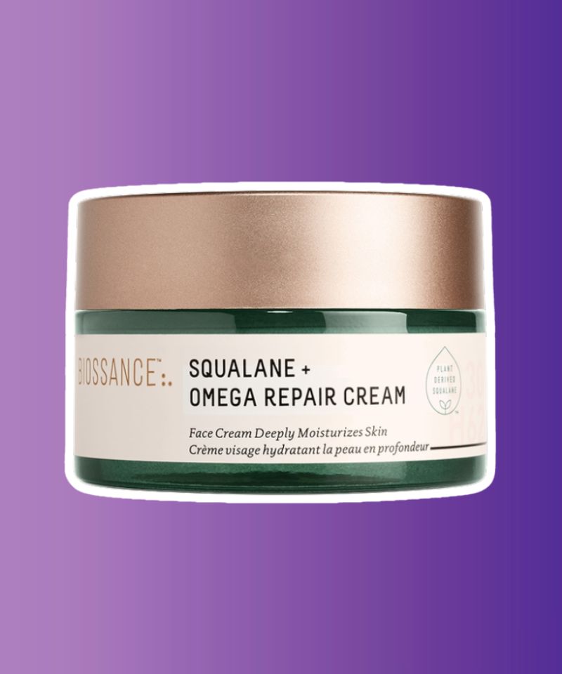 Biossance Squalane + Omega Repair Cream is a nourishing repair cream enriched with squalane and omega fatty acids by for ultimate skin replenishment and hydration.