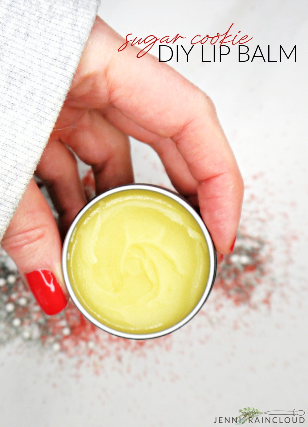 Hand holding a diy lip balm.