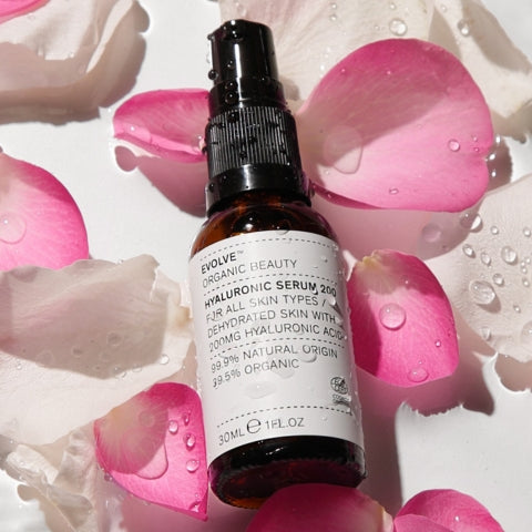 hyaluronic acid with water and rose petals