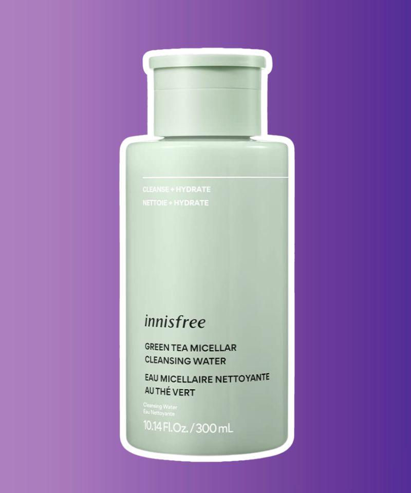 The Innisfree Green Tea Hydrating Micellar Cleansing Water has refreshing and hydrating properties infused with green tea extracts for gentle yet effective makeup removal and skin hydration.