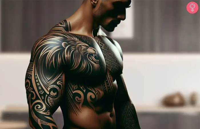 Shoulder Tribal Lion Tattoo