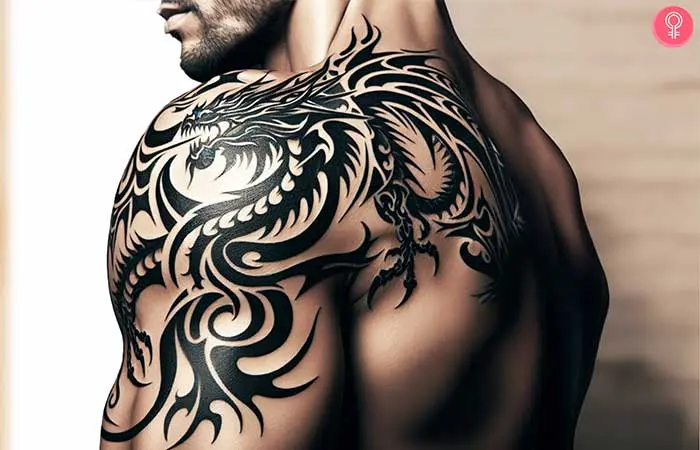 Tribal Dragon Shoulder Tattoo