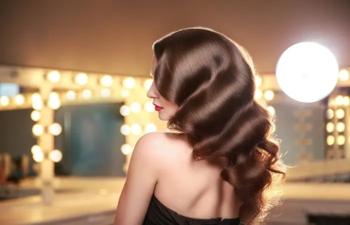 A girl with a Hollywood waves hairstyle
