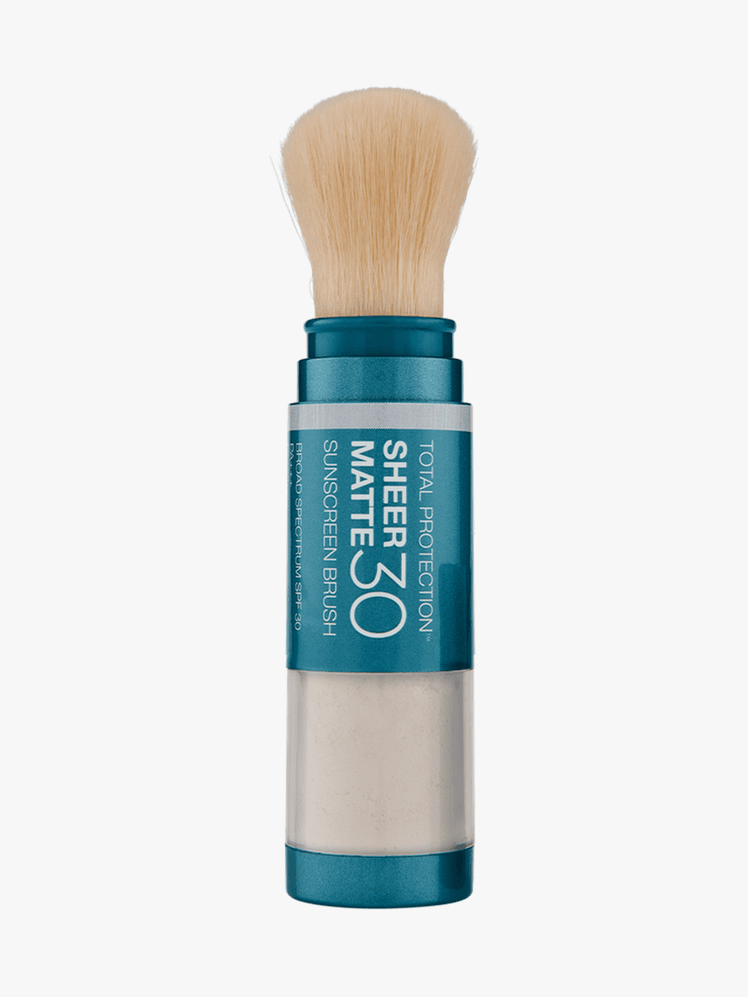 Colorescience Total Protection Sheer Matte SPF 30 Sunscreen Brush on a grey background