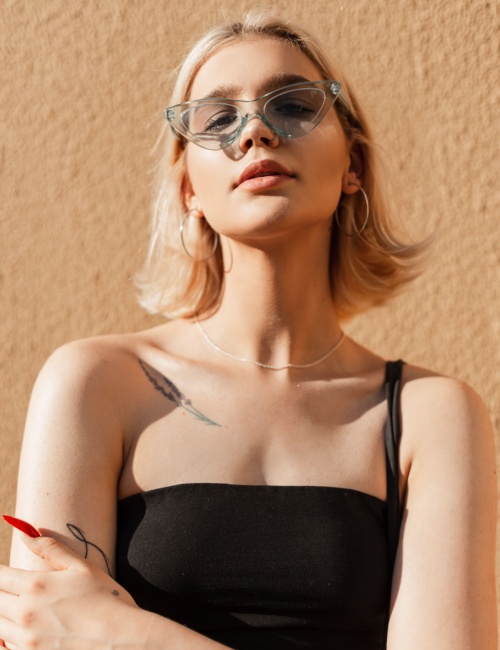 A woman sporting hair with flipped ends