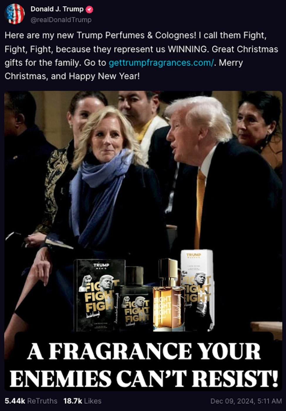 Trump Cologne Ad Goes Viral After Using Jill Biden As Model For New Fragrance